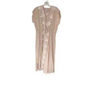 Time for Me‎ Duster Maxi Embroidered Floral Cream Dainty Whimsy Fairy Large